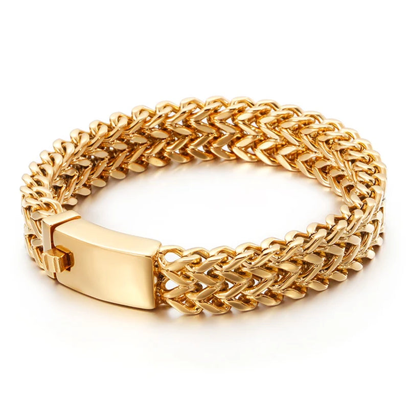 High Polished Dubai Gold Color Mesh Bracelets for Men