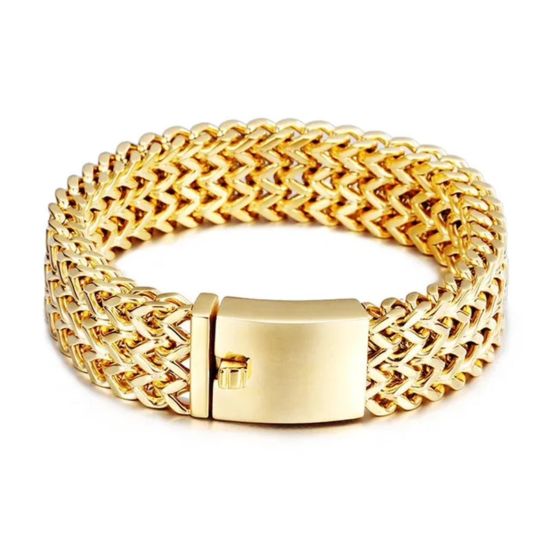 High Polished Dubai Gold Color Mesh Bracelets for Men