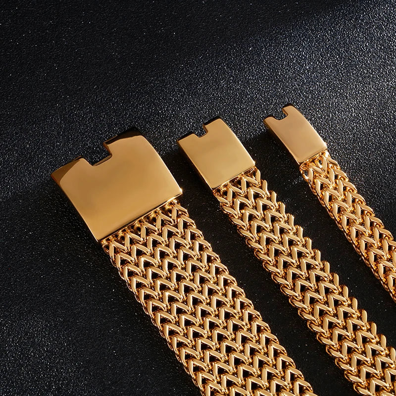 High Polished Dubai Gold Color Mesh Bracelets for Men